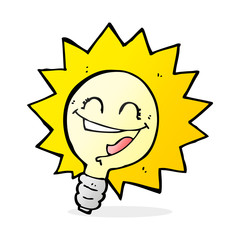 happy light bulb cartoon