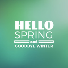 Spring Vintage Typographic Badge on Colorful Blurred Background. Spring Vector Illustration. Hello Spring. Greeting Card Design