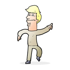 cartoon worried man pointing