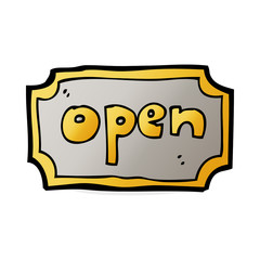 cartoon open sign