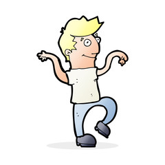 cartoon happy man doing funny dance