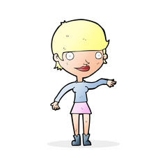 cartoon happy woman