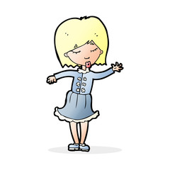 cartoon waving woman