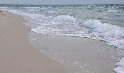Northern Sea Waves on the Beach. Atlantic Ocean Cold Waves.