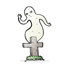 cartoon ghost rising from grave