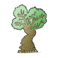 cartoon big old tree