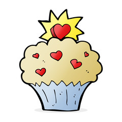 cartoon love heart cupcake
