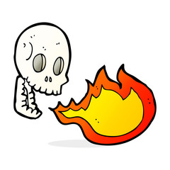 cartoon fire breathing skull