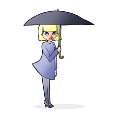 cartoon woman with umbrella