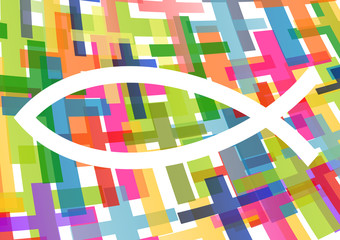 Christian fish Jesus symbol abstract vector background concept