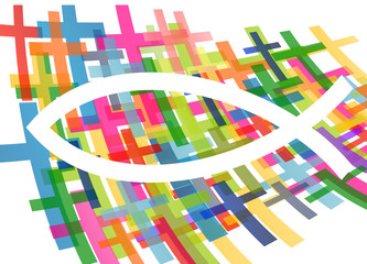 Christian fish Jesus symbol abstract vector background concept