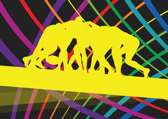 Rugby player young active man healthy sport silhouette vector ba