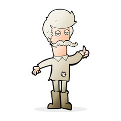 cartoon old man in poor clothes