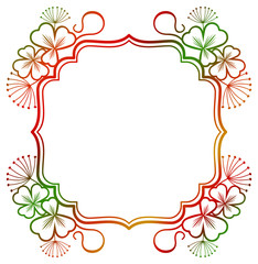 Beautiful floral frame with gradient fill. Raster clip art.