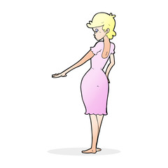 cartoon pretty woman looking at nails