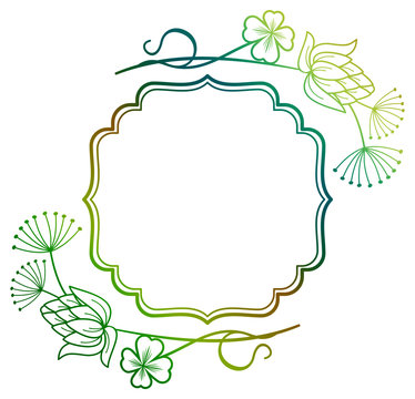 Beautiful floral frame with gradient fill. Raster clip art.