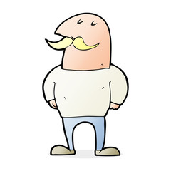 cartoon bald man with mustache