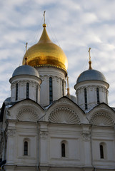 Archangels cathedral of Moscow Kremlin. Color photo.