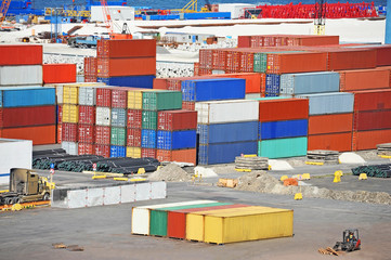 Cargo container in port