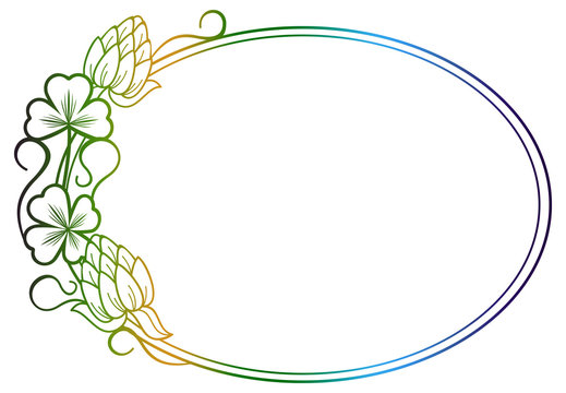 oval frame with gradient flowers and leaves clip art preview