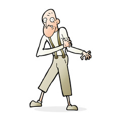 cartoon old man having heart attack