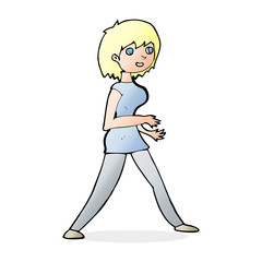 cartoon woman walking