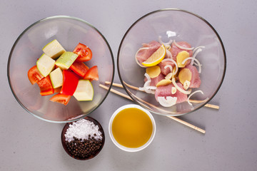 chicken and vegetable skewers