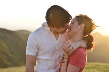 kissing man and woman