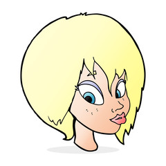cartoon pretty female face pouting
