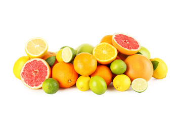 Naklejka na ściany i meble Citrus fruits on a white background