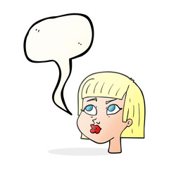 speech bubble cartoon female face
