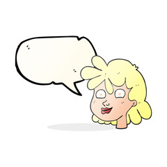 speech bubble cartoon female face