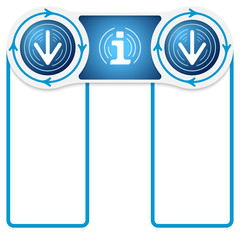 Two circular connected boxes for your text and info symbol and a
