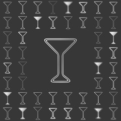 Silver line drink icon design set