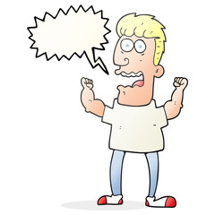 speech bubble cartoon stressed man