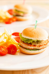 burger with french fries