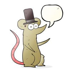 speech bubble cartoon mouse wearing top hat