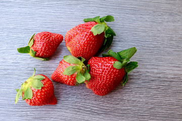 many red ripe strawberries. food