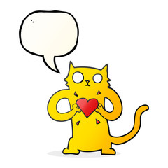 speech bubble cartoon cat with love heart