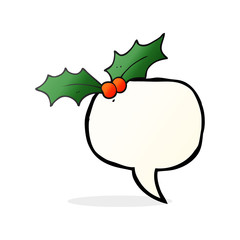 speech bubble cartoon christmas holly