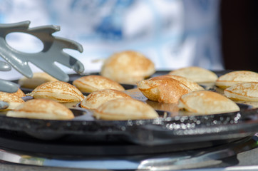 Dutch poffertjes baking