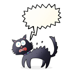 speech bubble cartoon scared black cat