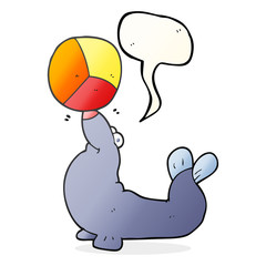 speech bubble cartoon seal balancing ball