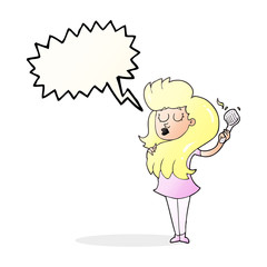 speech bubble cartoon woman brushing hair