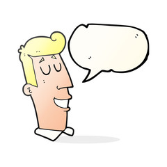 speech bubble cartoon grinning man