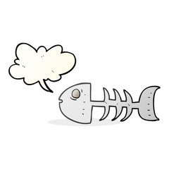 speech bubble cartoon fish bones