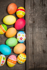 Fototapeta na wymiar Easter eggs on wooden