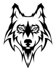 Obraz premium Beautiful wolf tattoo.Vector wolf's head as a design element on isolated background