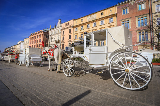 Fototapeta Hansom cab on the old Town in Cracow