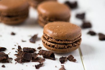 Raspberry Macaroons with Raspberries on Light Background